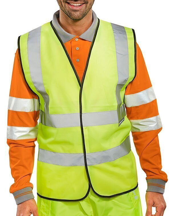 B-Seen EN ISO 20471 Vest Orange (Bulk Pack) Saturn Yellow S