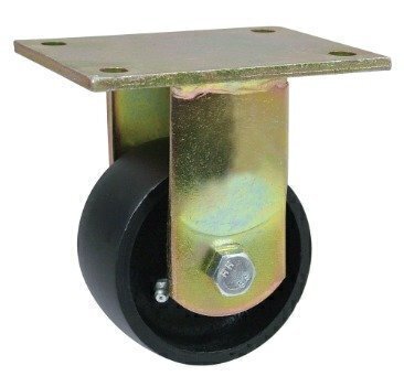 BZJF100PTBJ 100mm Brown Poly on Cast Iron Heavy Duty Castor - Fixed 4 Bolt Unbraked