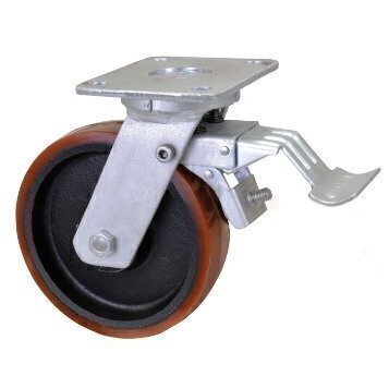 BZMJ125NYSWB 125mm White Nylon Heavy Duty Castor - Swivel 4 Bolt Hole Braked