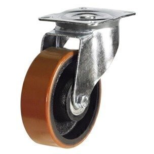 BZPH200PTB 200mm Polyurethane Tyre Cast Iron Centre Heavy Duty Castor - Swivel 4 Bolt Unbraked