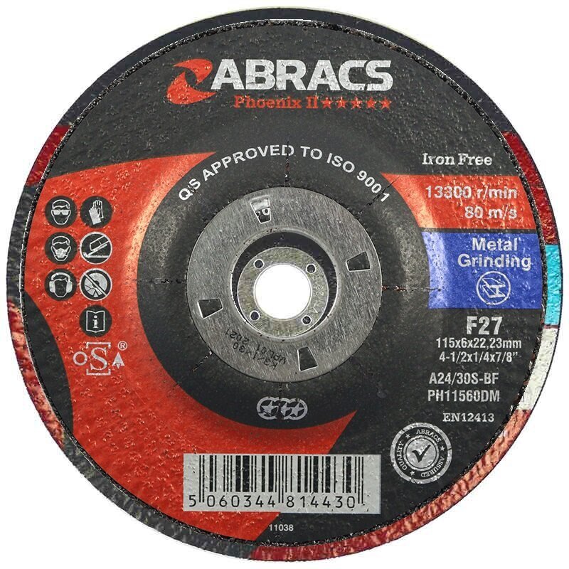CLEARANCE Abracs 230mm x 6mm x 22mm Pheonix DPC Metal Grinding Disc (Pack of 10)