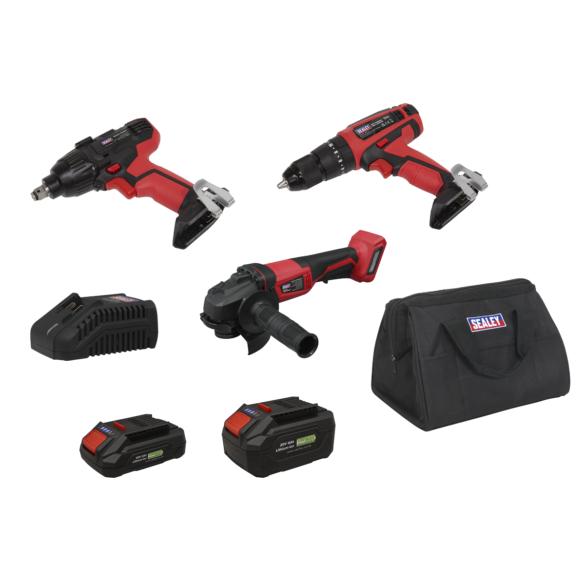 Sealey CP20VCOMBO1EU 3 x SV20 Series Cordless Power Tool Kit 20V Euro Plug - 2 Batteries