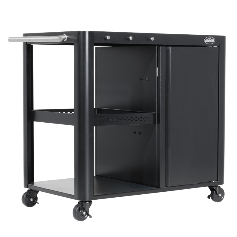 Sealey DG282 Dellonda BBQ/Plancha Workstation Trolley with Cupboard, Extension Table  Utensil Hooks, Black
