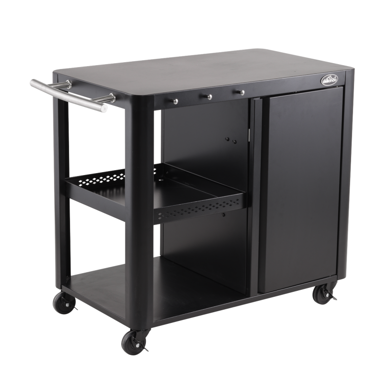Sealey DG282 Dellonda BBQ/Plancha Workstation Trolley with Cupboard, Extension Table  Utensil Hooks, Black