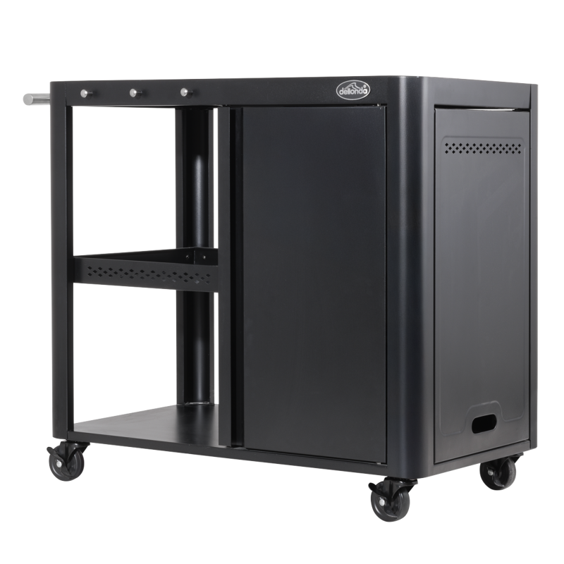 Sealey DG282 Dellonda BBQ/Plancha Workstation Trolley with Cupboard, Extension Table  Utensil Hooks, Black