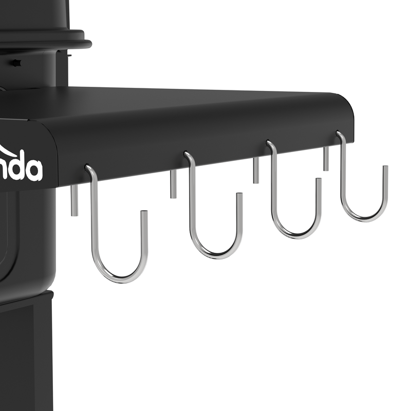 Sealey DG283 Dellonda Charcoal Grill BBQ Smoker and Trolley with 2 Side Shelves - Black