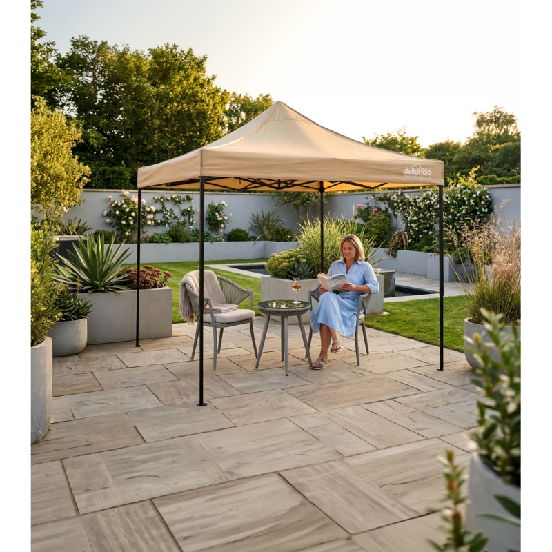 Sealey DG304 Dellonda 3x3m Pop-Up Gazebo Canopy with Water-Resistant Carry Bag, Stakes Weight Bags - Beige