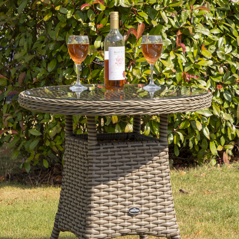 Sealey DG65 Dellonda Chester Rattan Wicker Outdoor Bistro Table with Tempered Glass Top, Brown