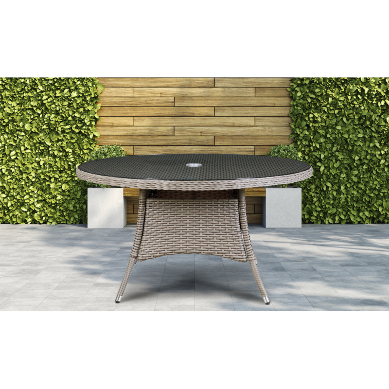 Sealey DG67 Dellonda Chester Rattan Wicker Outdoor Dining Table with Tempered Glass Top