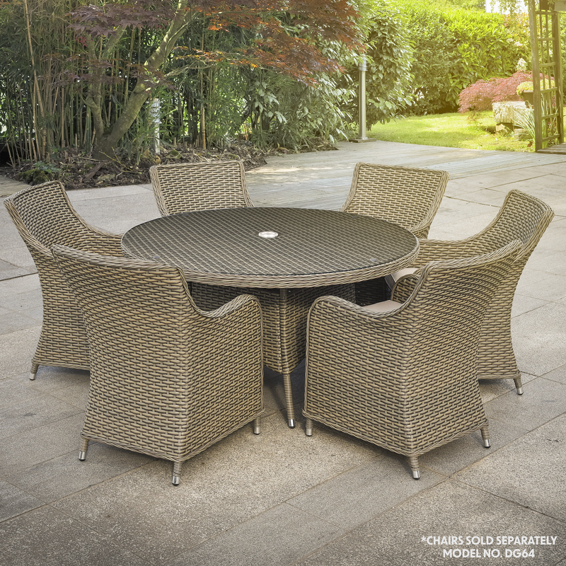 Sealey DG67 Dellonda Chester Rattan Wicker Outdoor Dining Table with Tempered Glass Top