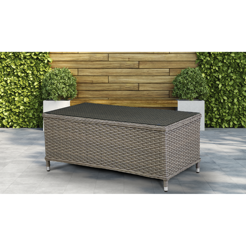 Sealey DG71 Dellonda Chester Rattan Wicker Outdoor Coffee Table with Tempered Glass Top, Brown