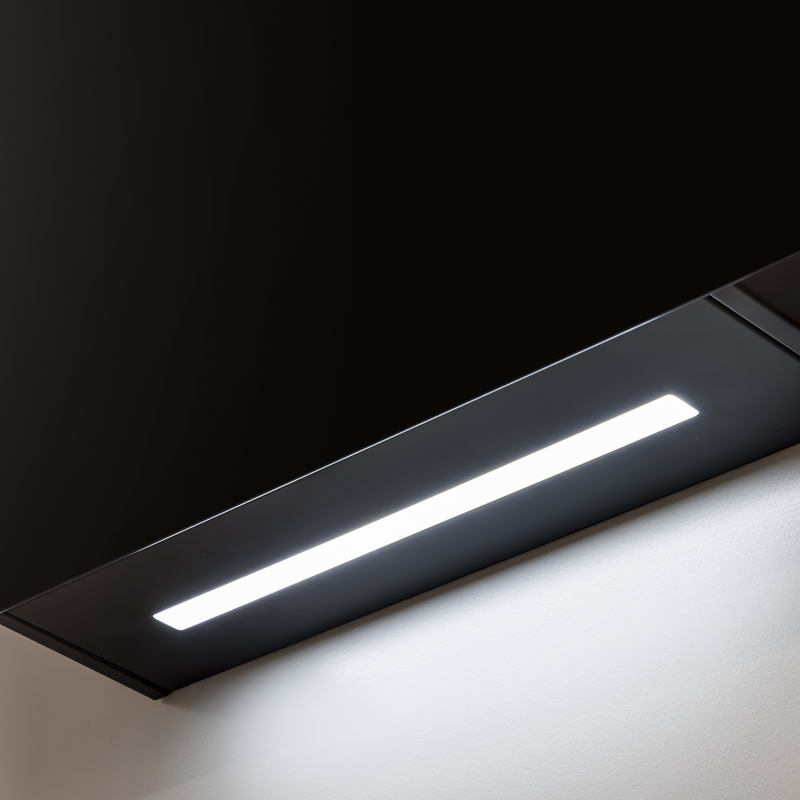 Sealey DH105 Baridi Angled Chimney Cooker Hood with Touch Controls  Carbon Filters 60cm - Black Glass
