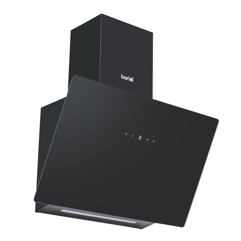 Sealey DH105 Baridi Angled Chimney Cooker Hood with Touch Controls  Carbon Filters 60cm - Black Glass