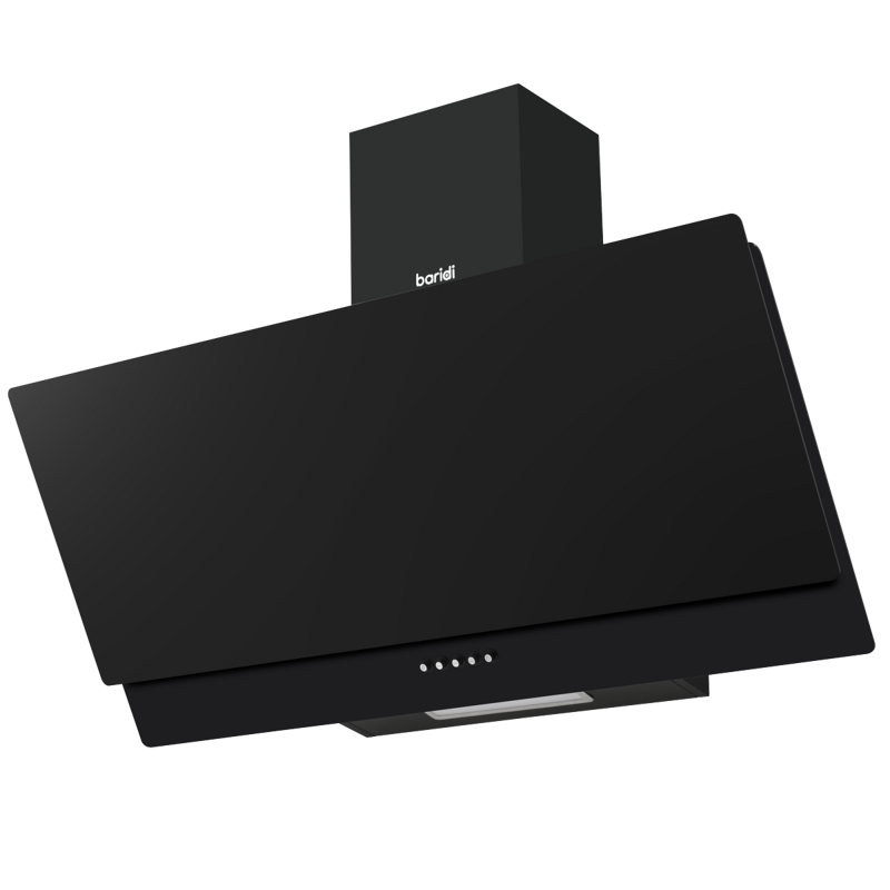 Sealey DH106 Baridi Angled Chimney Cooker Hood with Carbon Filters LED Lamp 90cm, Energy Class A - Black Glass