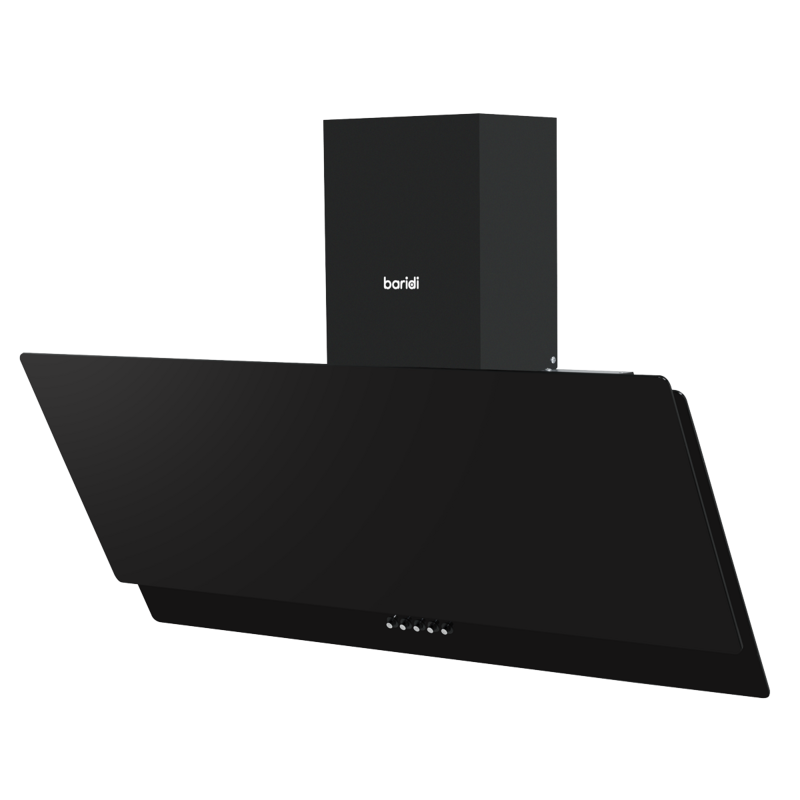 Sealey DH106 Baridi Angled Chimney Cooker Hood with Carbon Filters LED Lamp 90cm, Energy Class A - Black Glass