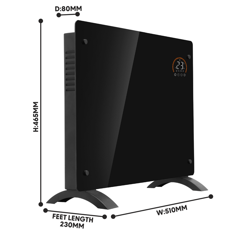 Sealey DH135 Baridi, Electric Glass Panel Heater, 1000W, Wi-Fi Enabled, Black - DH135