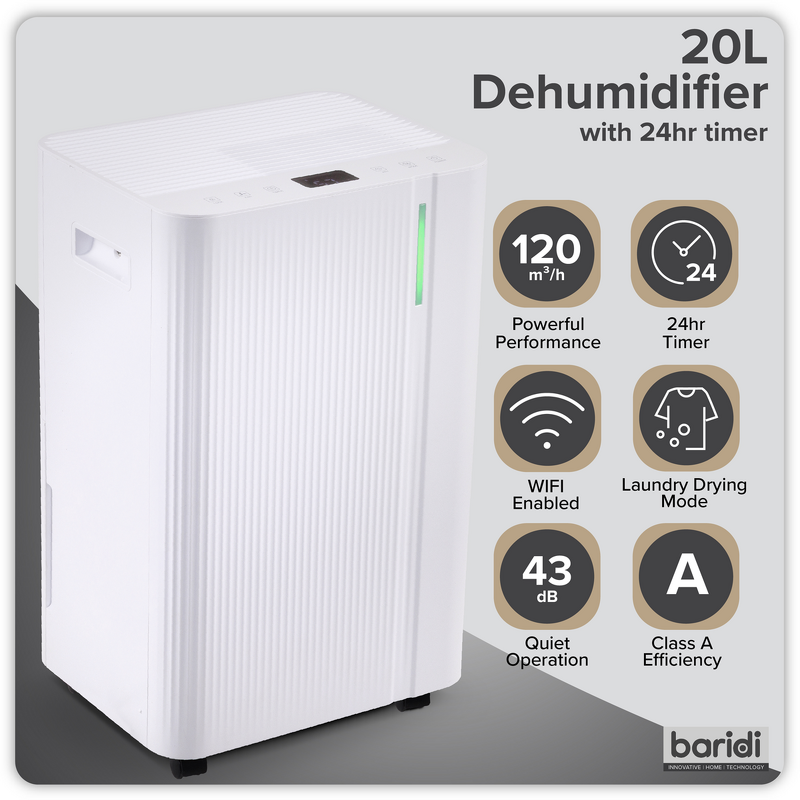 Sealey DH147 Baridi Dehumidifier with Digital Display  24hr Timer 12L - White