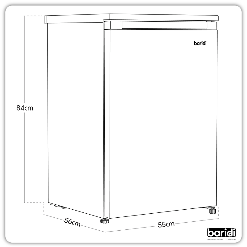 Sealey DH251 Baridi 55cm Undercounter Freezer with Adjustable Thermostat, 85L - Black