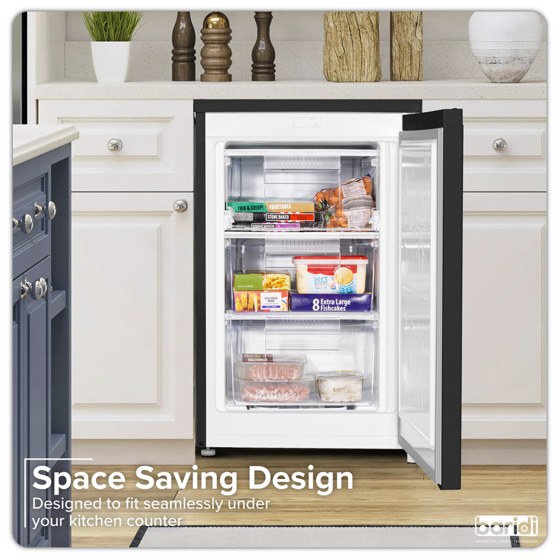 Sealey DH251 Baridi 55cm Undercounter Freezer with Adjustable Thermostat, 85L - Black