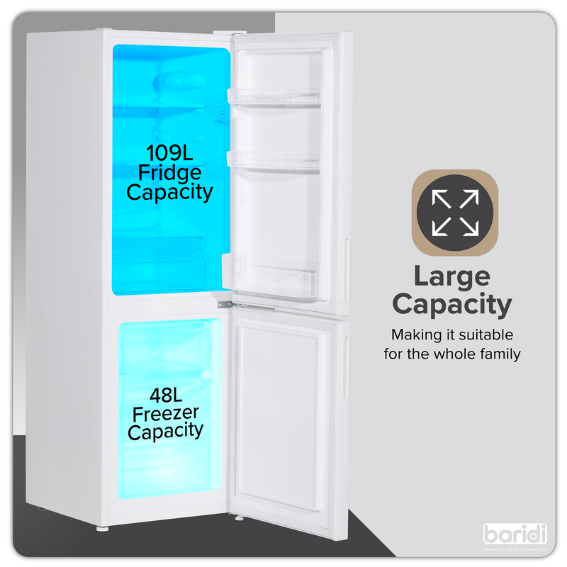 Sealey DH252 Baridi 70/30 Low Frost Fridge Freezer 157L Capacity - White