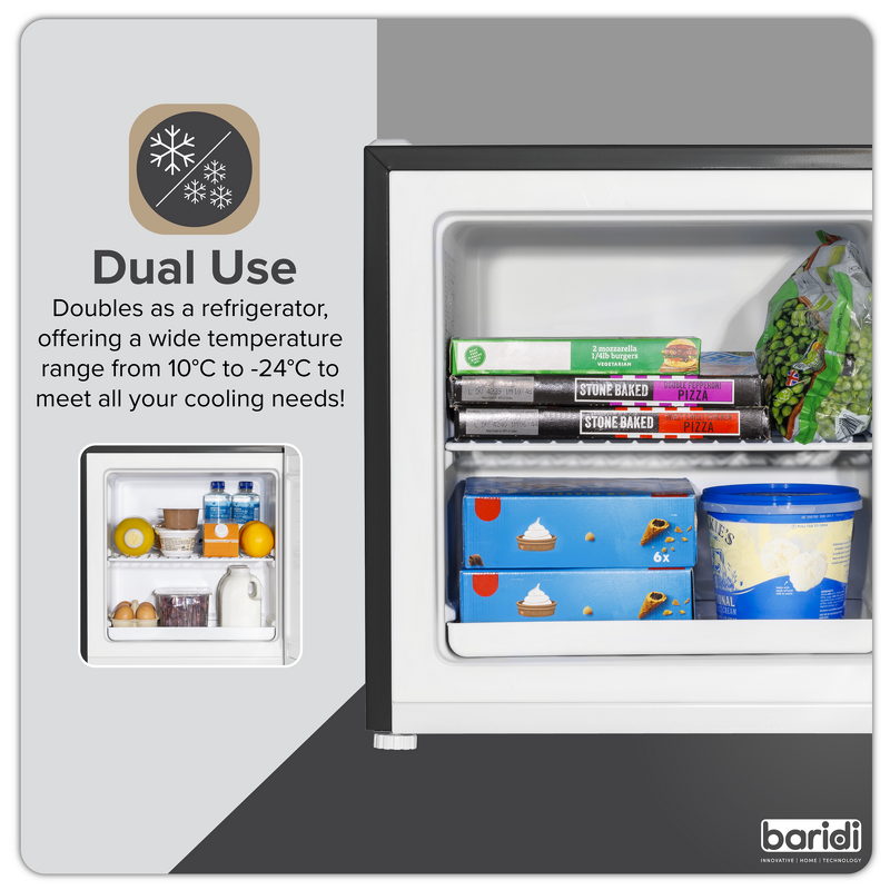 Sealey DH255 Baridi Mini Tabletop Fridge/Freezer, 31L Capacity - Black
