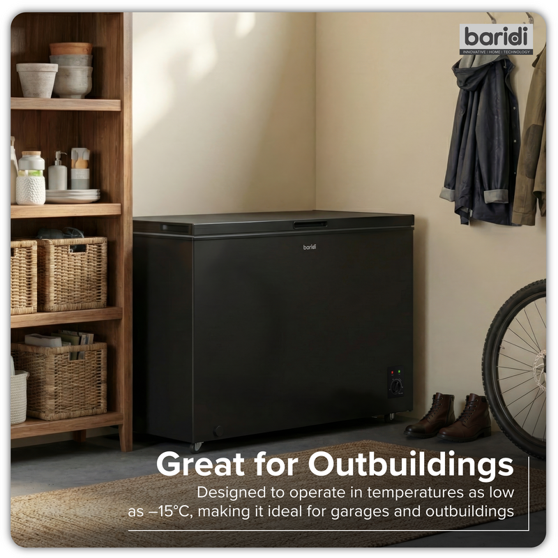 Sealey DH261 Baridi Freestanding Chest Freezer 299L Capacity - Black
