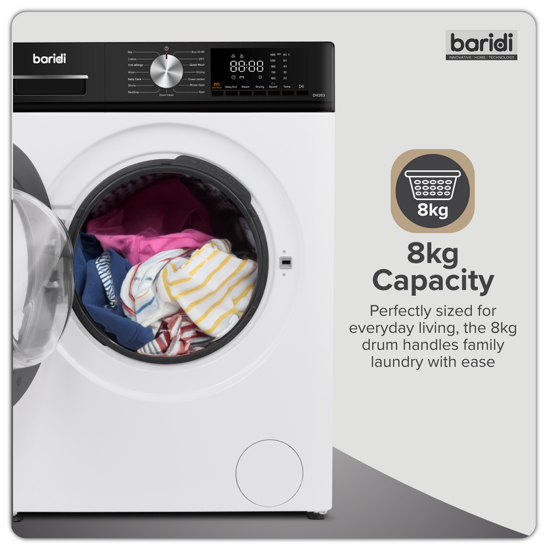 Sealey DH263 8/5kg Washer Dryer, Front Loading, 1400rpm Energy Rating A White
