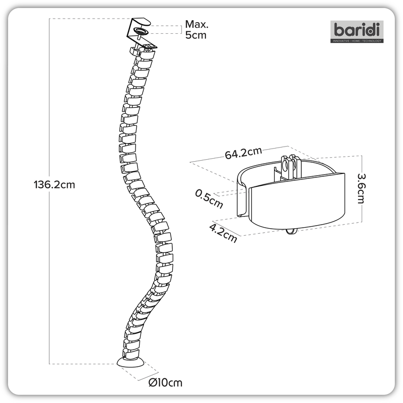 Sealey DH274 Dellonda Flexible Cable Management System, Clamp-On 1.3m