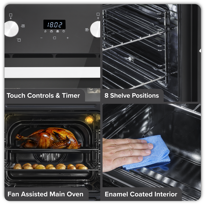 Sealey DH279 Baridi 90cm Built-In Double Oven, 88L Capacity, Energy Rating A - Black