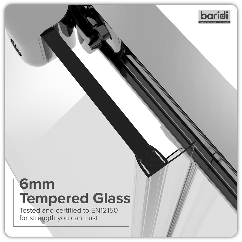 Sealey DH292 Sliding Shower Door 1000 x 1850mm, 6mm Tempered Glass, Reversible - Chrome