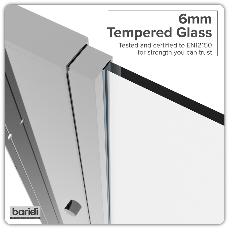 Sealey DH296 Baridi Side Panel for Sliding Shower Doors, 6mm Tempered Glass - Chrome