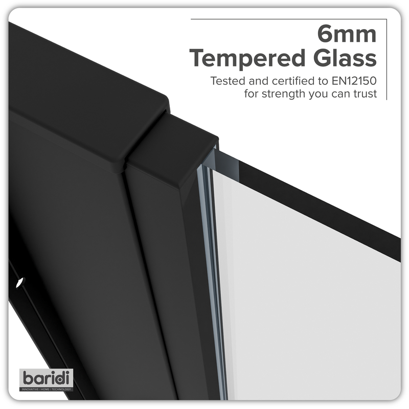 Sealey DH297 Side Panel for Sliding Shower Doors, 6mm Tempered Glass - Black
