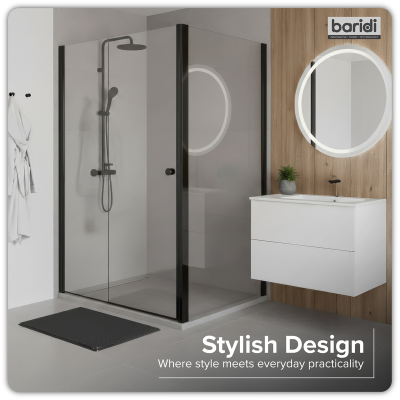 Sealey DH297 Side Panel for Sliding Shower Doors, 6mm Tempered Glass - Black