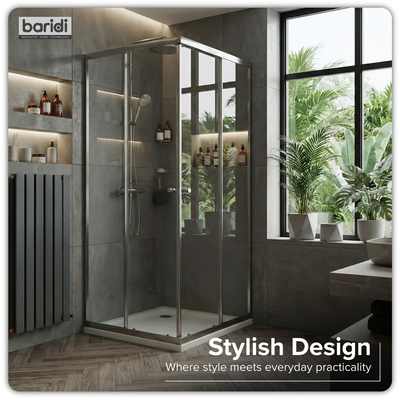 Sealey DH298 Corner Shower Entry Enclosure 800 x 800 x 1850mm with 6mm Tempered Glass - Chrome