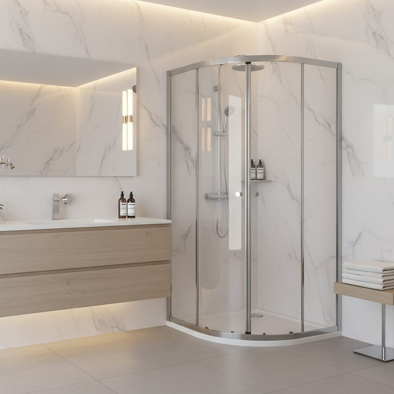 Sealey DH301 Quadrant Shower Entry Enclosure 800 x 800 x 1850mm with 6mm Tempered Glass - Chrome