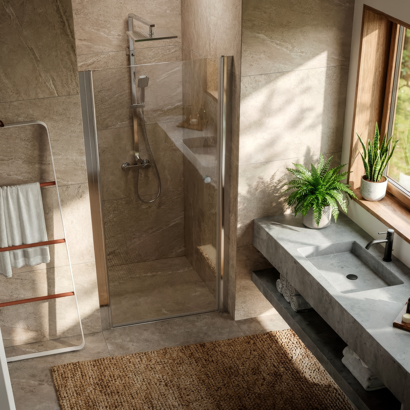 Sealey DH303 Pivot Shower Door 800 x 1850mm, 6mm Tempered Glass, Reversible - Chrome
