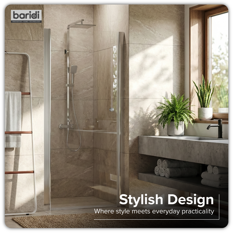 Sealey DH303 Pivot Shower Door 800 x 1850mm, 6mm Tempered Glass, Reversible - Chrome