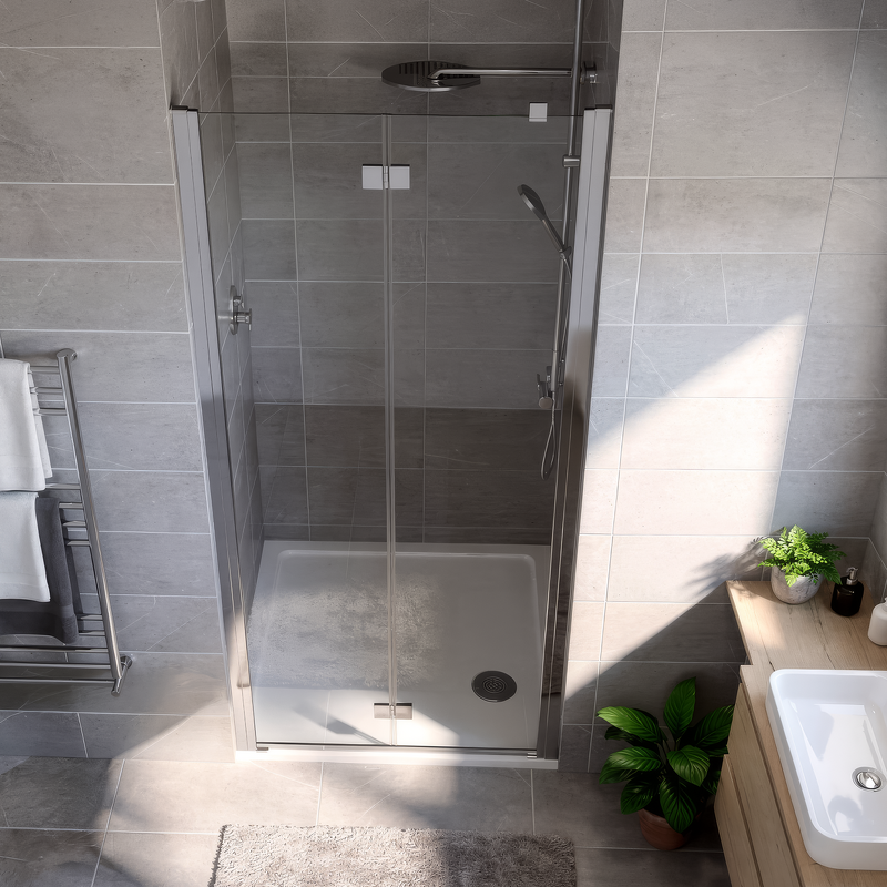 Sealey DH305 Bi-Fold Shower Door 800 x 1850mm, 6mm Tempered Glass, Reversible - Chrome