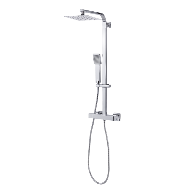 Sealey DH316 Thermostatic Shower Mixer Set, 20x20cm Square Head, Adjustable Rail - Chrome