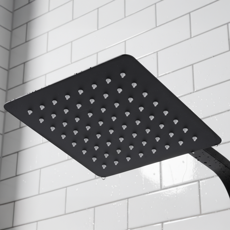 Sealey DH317 Thermostatic Shower Mixer Set, 20x20cm Square Head, Adjustable Rail - Black