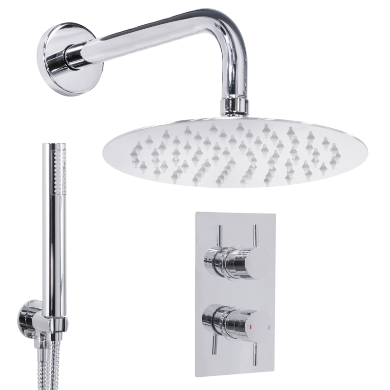 Sealey DH318 Concealed Thermostatic Shower Set 20cm Round Head Hand Shower - Chrome