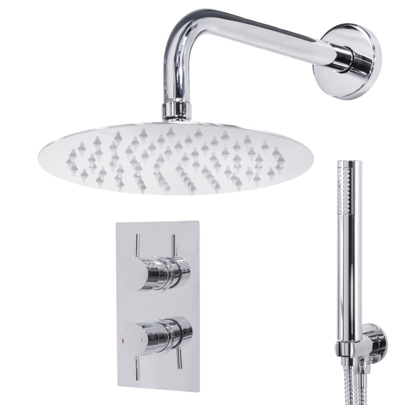 Sealey DH318 Concealed Thermostatic Shower Set 20cm Round Head Hand Shower - Chrome