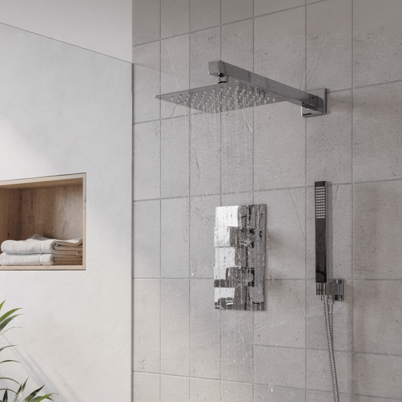 Sealey DH320 Concealed Thermostatic Shower Set 20 x 20cm Square Head Hand Shower - Chrome