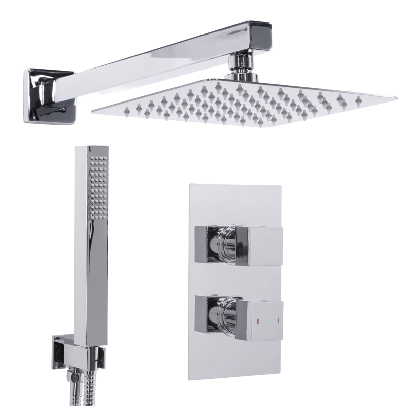 Sealey DH320 Concealed Thermostatic Shower Set 20 x 20cm Square Head Hand Shower - Chrome