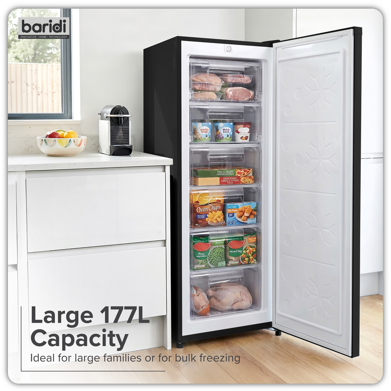 Sealey DH325 Freestanding Tall Freezer 177L Capacity  Black