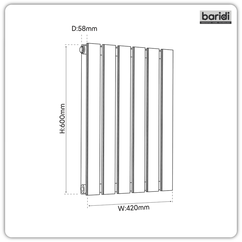 Sealey DH338 Baridi Horizontal Radiator Contemporary Double Flat Panel Design 420 x 600mm Anthracite