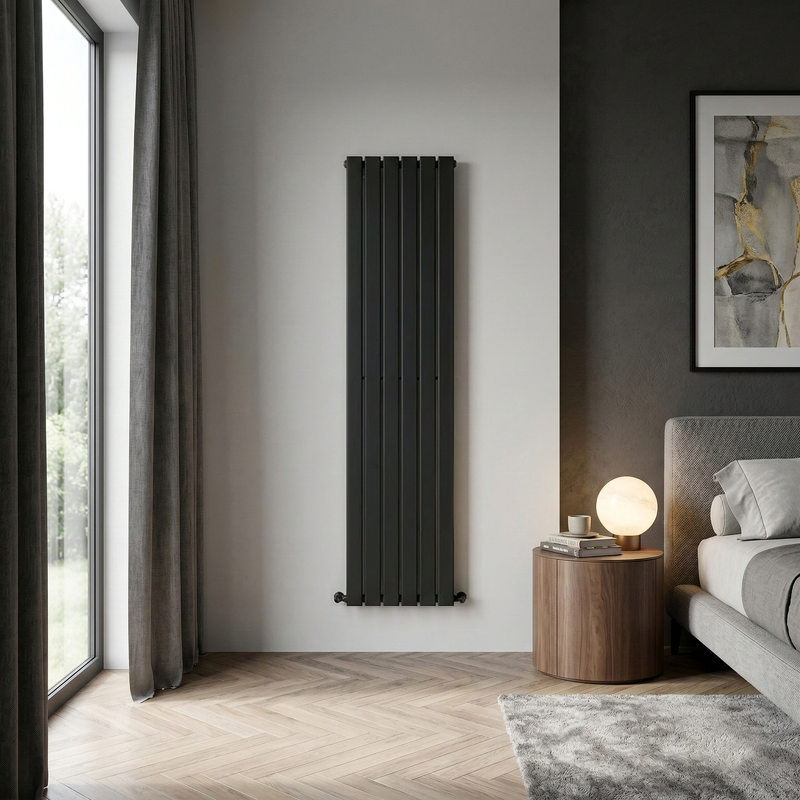 Sealey DH354 Baridi Vertical Radiator Contemporary Double Flat Panel Design 420 x 1800mm Black