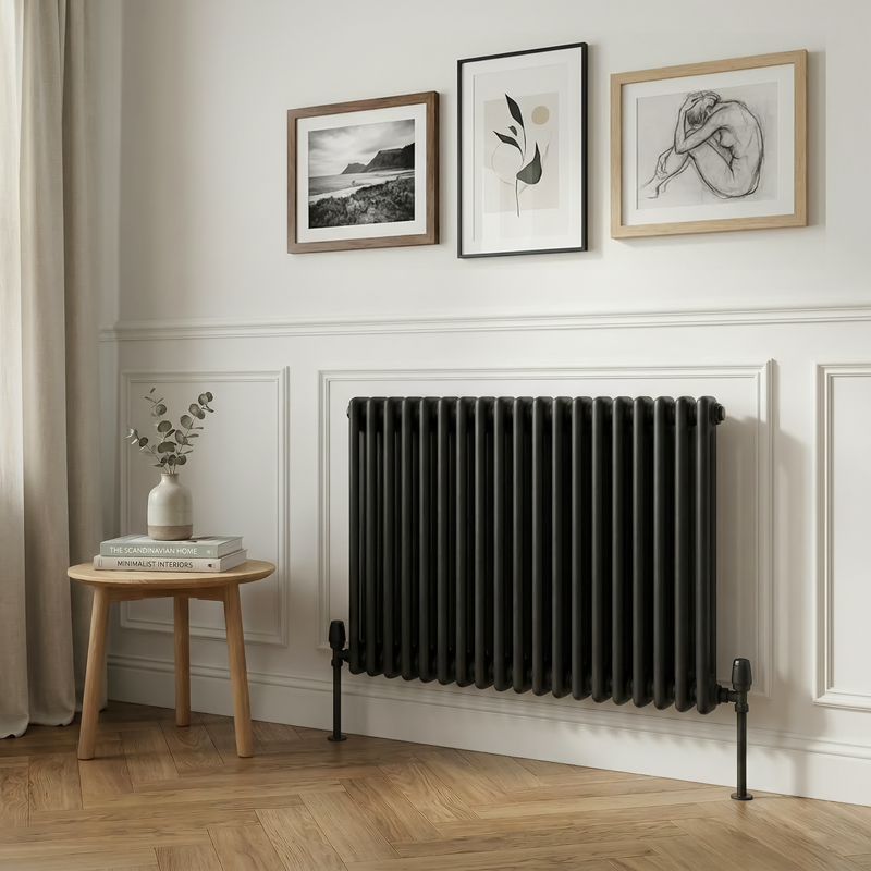 Sealey DH363 Baridi Horizontal Traditional 2 Column Radiator 600 x 832mm Black