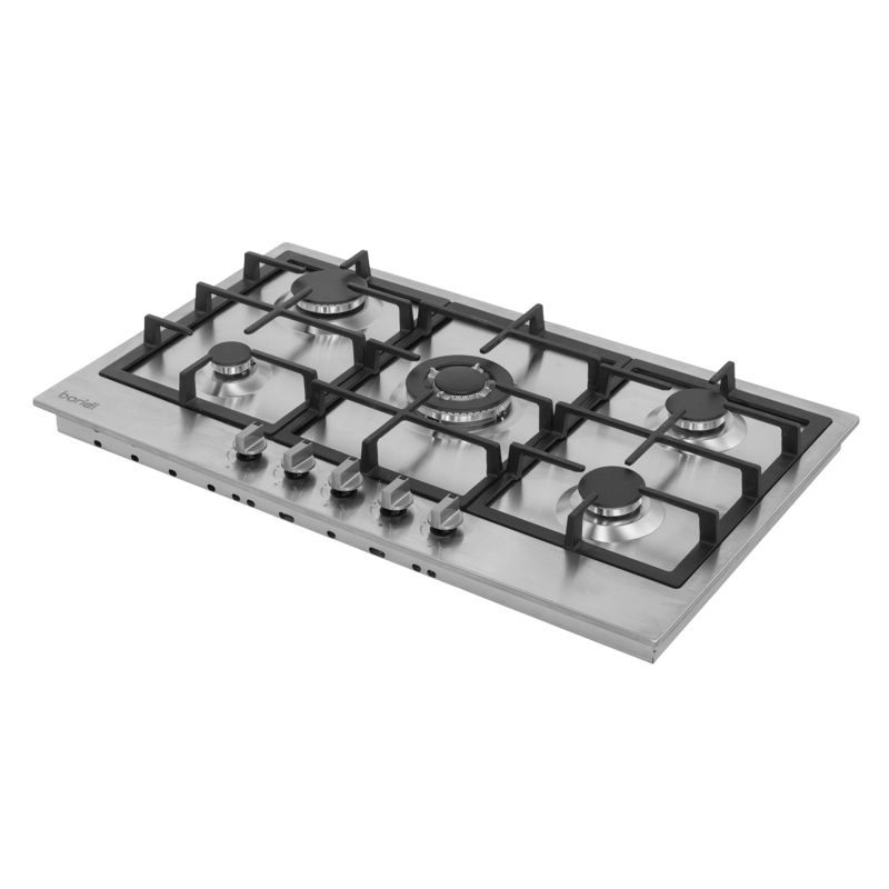 Sealey DH382 Baridi 90cm Gas Hob Stainless Steel with 5 Burners, Cast Iron Supports  Auto Ignition 11kW