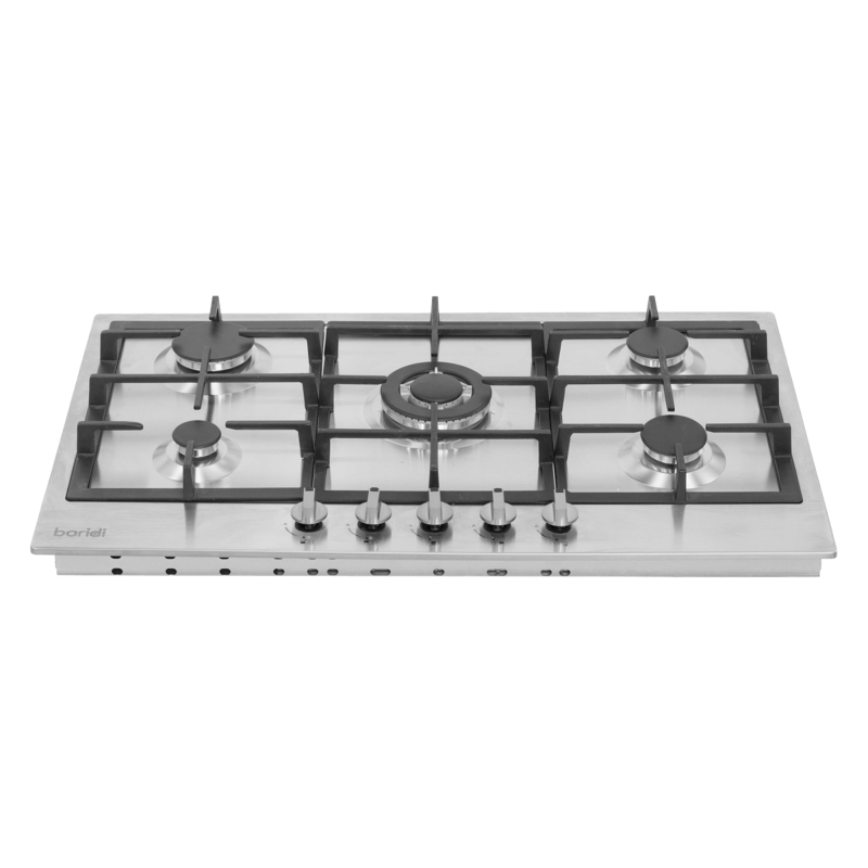Sealey DH382 Baridi 90cm Gas Hob Stainless Steel with 5 Burners, Cast Iron Supports  Auto Ignition 11kW